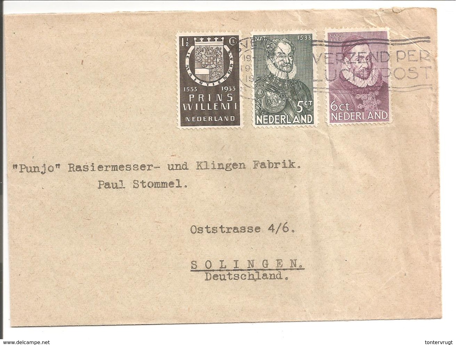1933 Herdenking NVPH 252-254 Correcte 12 1/2 Cent Frankering - Brieven En Documenten