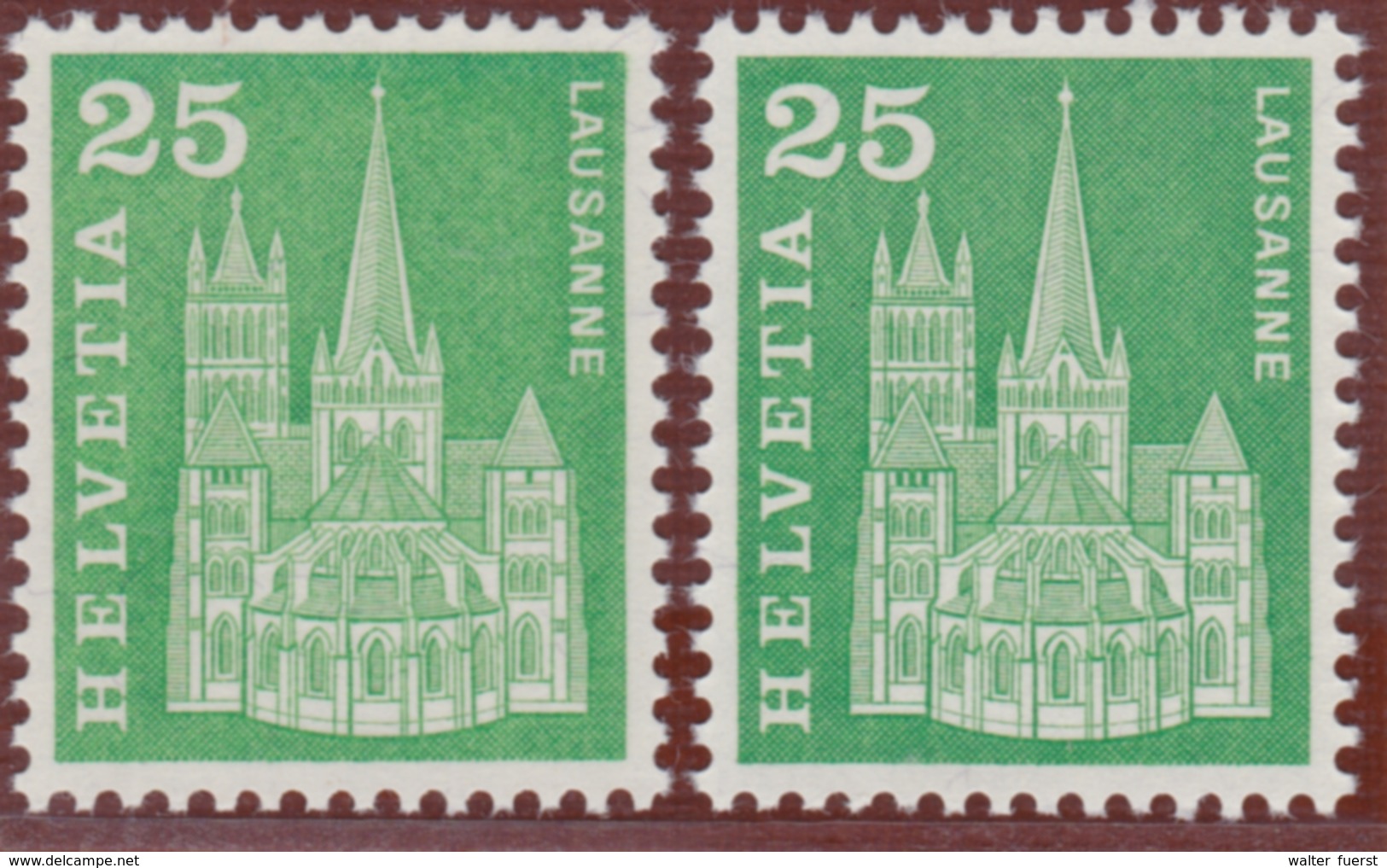 SCHWEIZ 1963, 25 Rp. "Baudenkmäler", Ab. "Leuchtstoff Rückseitig", Postfrisch - Varietà