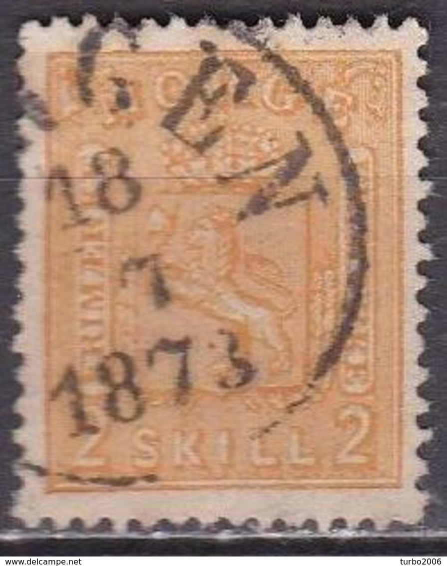 Norway 1867 Figures On Both Sides 2 Sk. Orange Michel 12 - Gebruikt