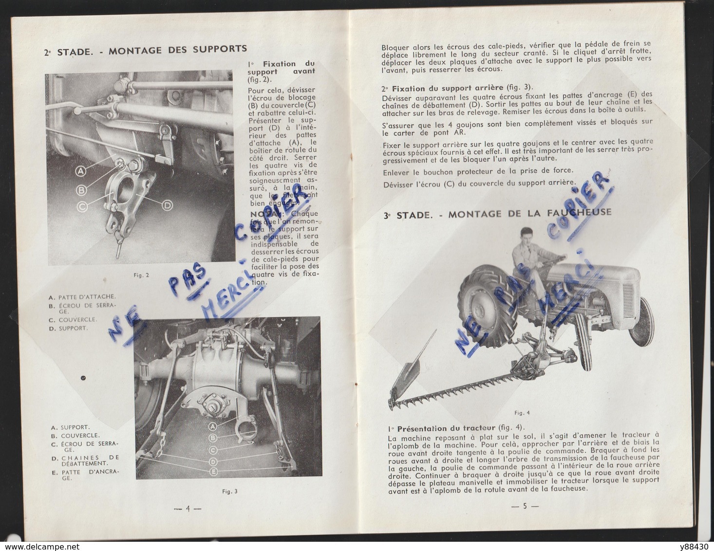 Livret Pour FAUCHEUSE PORTEE - Les Années 50 - MASSEY HARRIS FERGUSON - Réf..951 007 M 3 -- 24 Pages - Voir 13 Scannes - Tracteurs