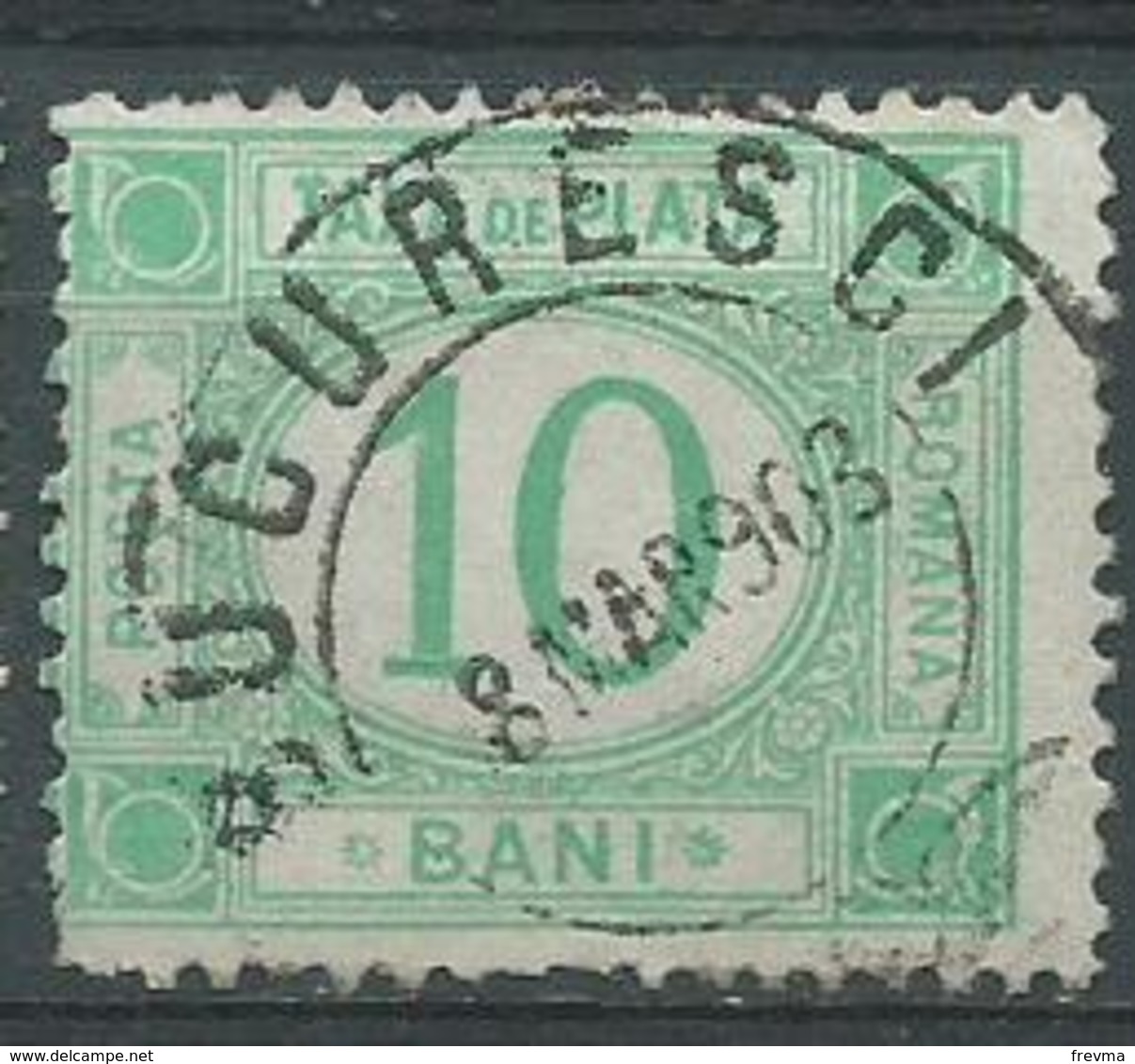 Timbre Roumanie Taxe 10 B Vert Foncé 1908 Yvt N°29 Obliteration Bucuresci - Dienstmarken