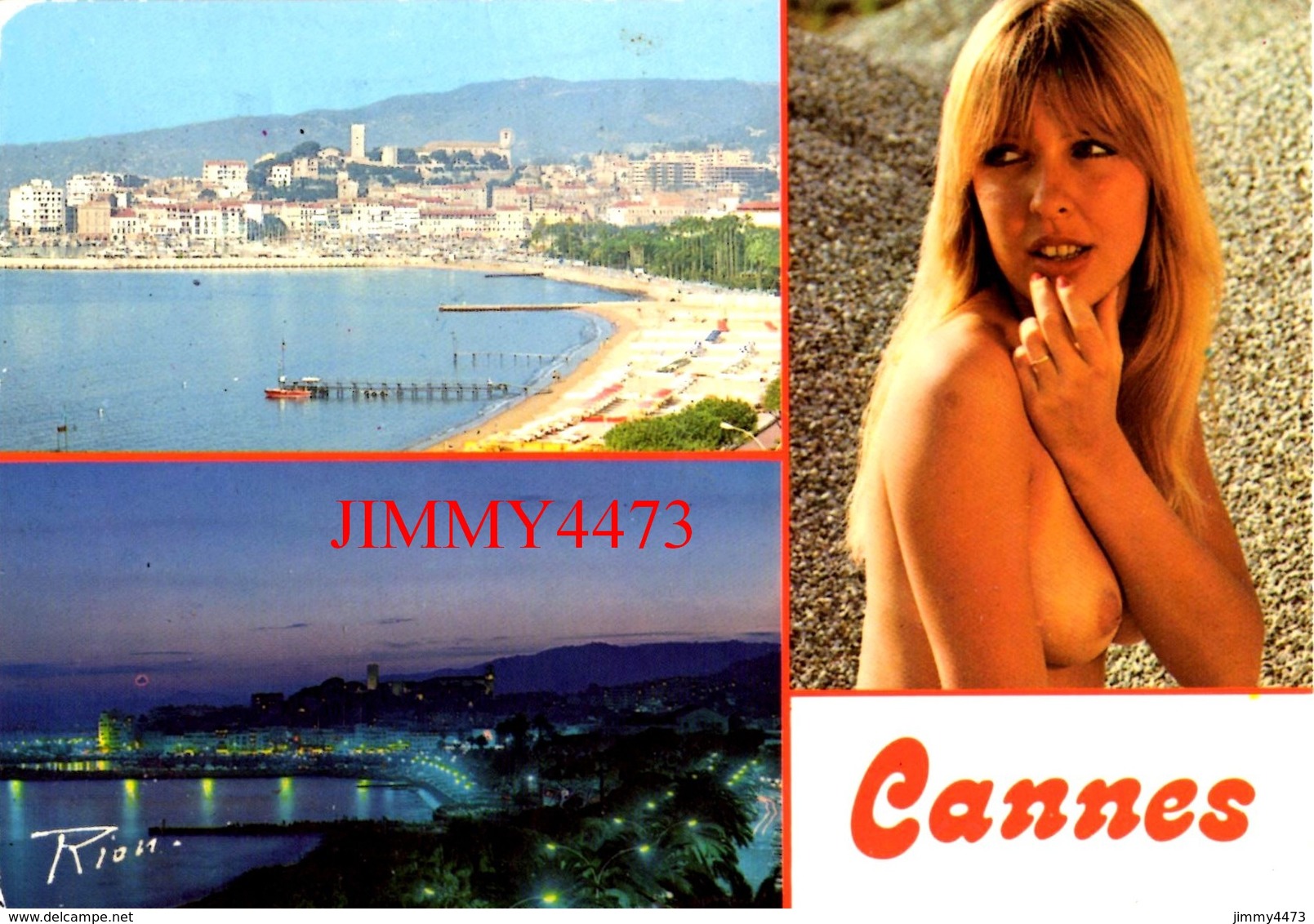 CPM - Une Belle Jeune Fille Aux Seins Nus - Vues De CANNES En 1984 - Edit. A. RION - Scans Recto-Verso - Pin-Ups