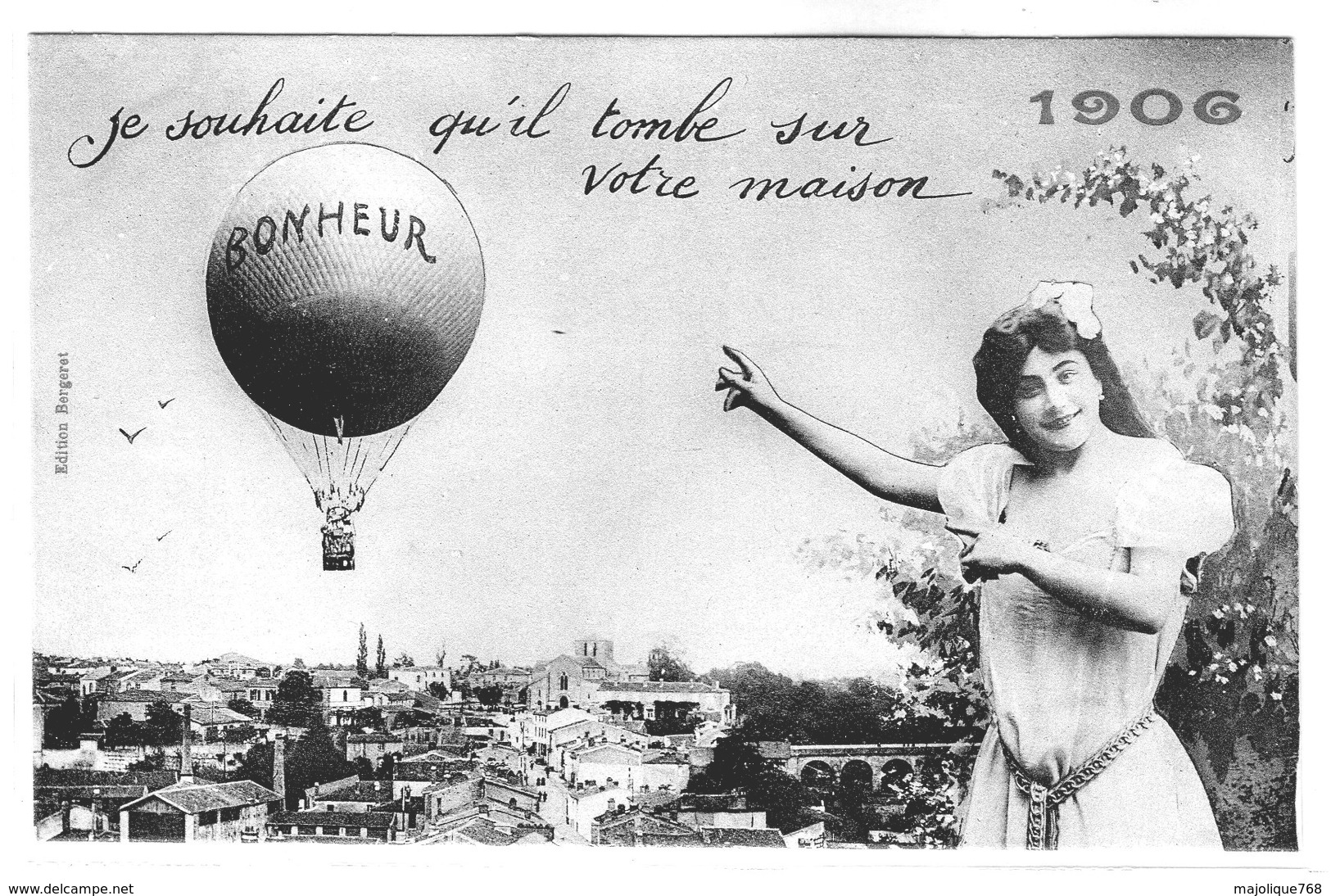 Cpa - Je Souhaite Qu'il Tombe Sur Votre Maison ( Le Bonheur) - 1906 - Bergeret - - Bergeret