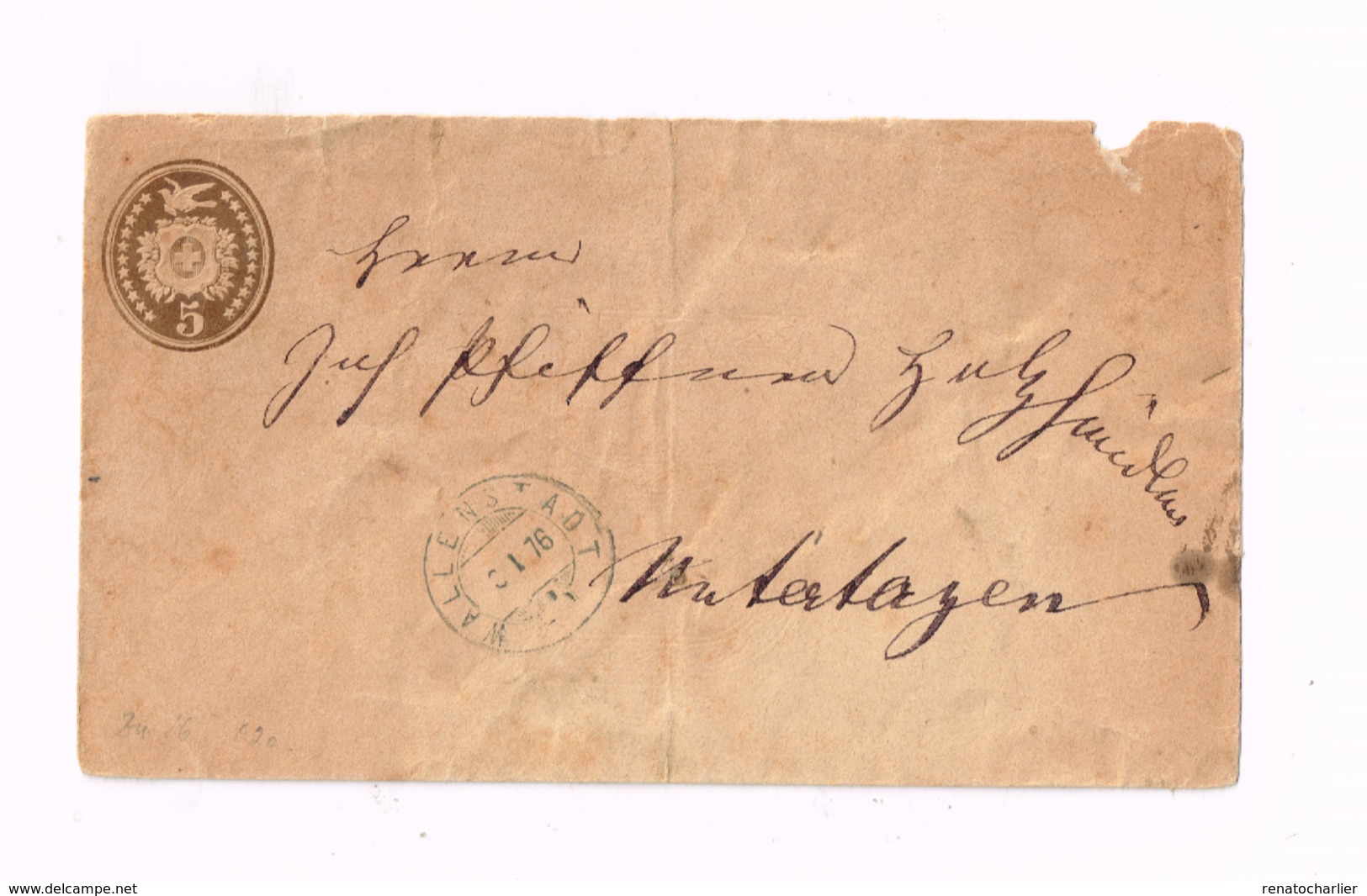 Entier Postal à 5 Centimes.Expédié De Wallenstadt à Unterterzen. - Entiers Postaux