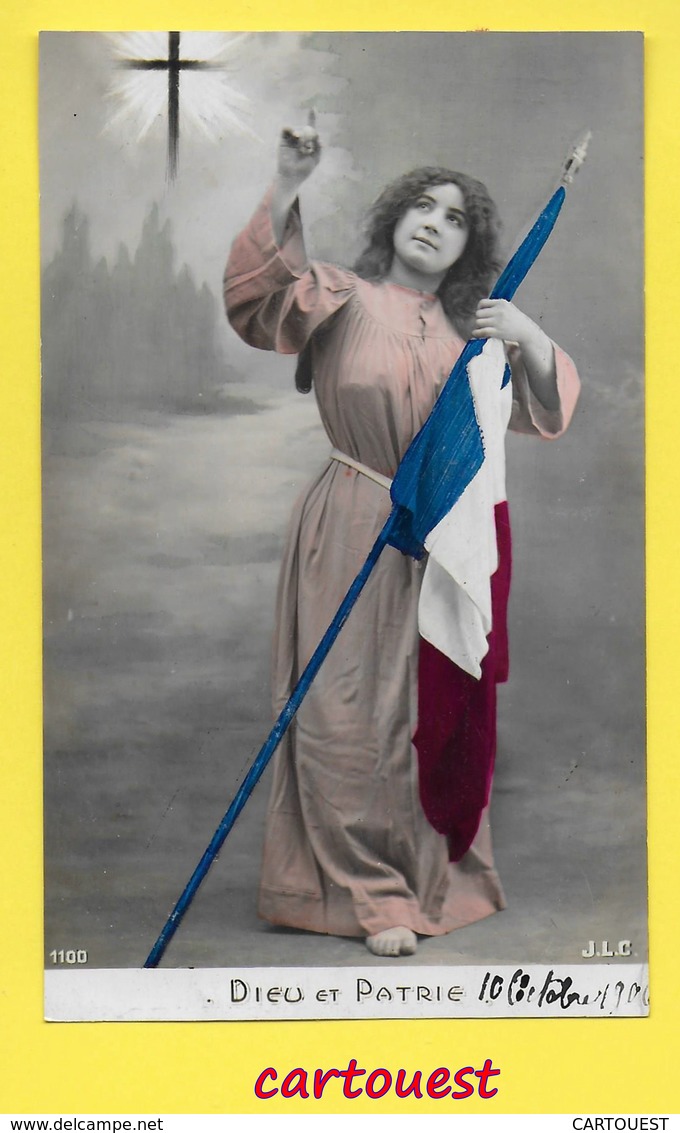 CPA MILITARIA Patriotique Croix Femme Drapeau 1906 - Patriotiques