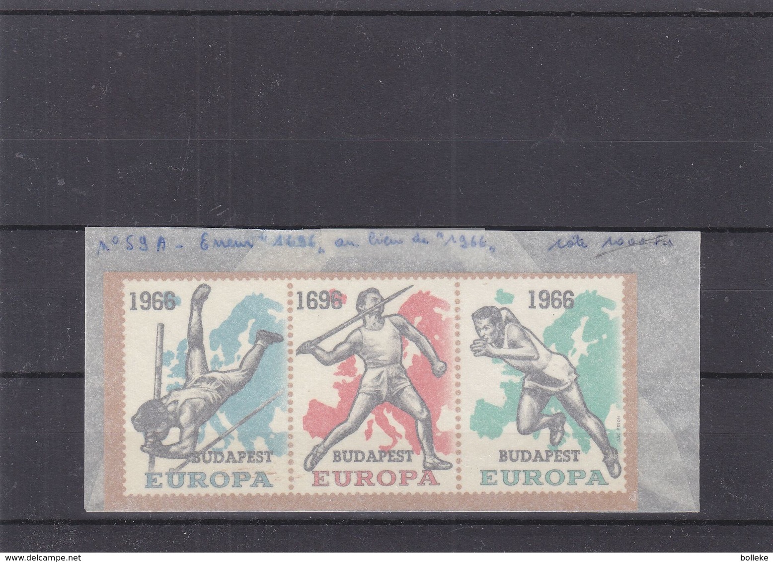 Europa 1966 - Belgique - Erreur De Date - 1696 Au Lieu De 1966 - Sprint - Javelot - Saut à La Perche - 1966