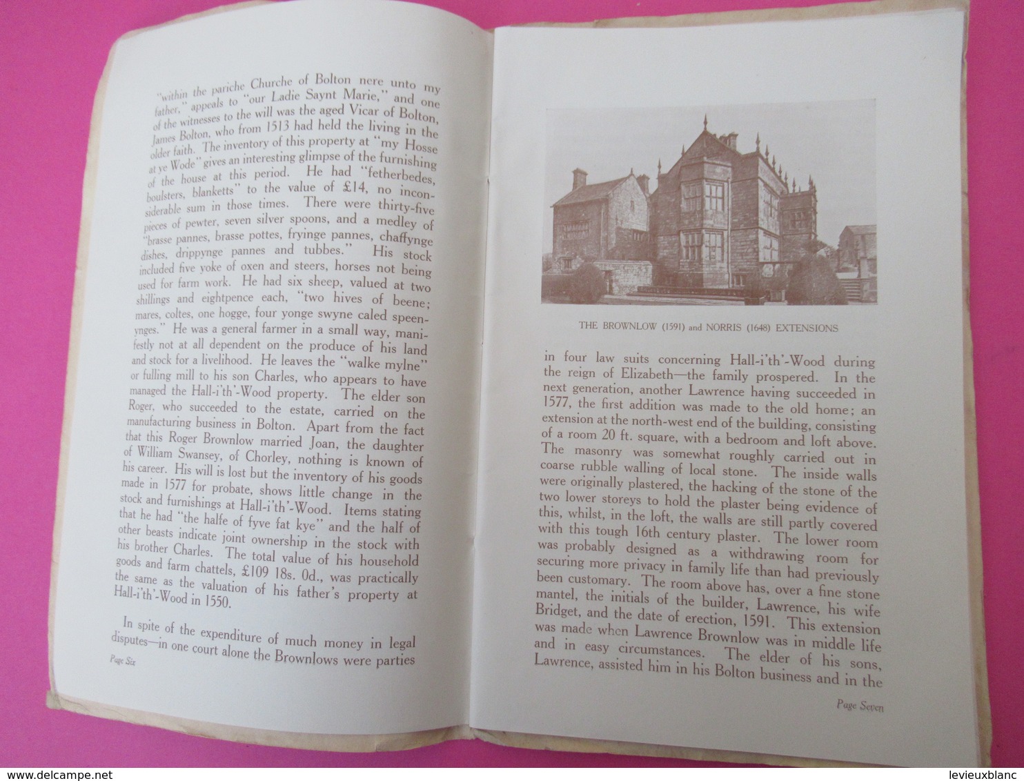 Fascicule/ Guide / Angleterre/a Guide To The Hall-I'Th'-Wood BOLTON/Eric Hendy/ 1956        PGC328 - Tourism Brochures