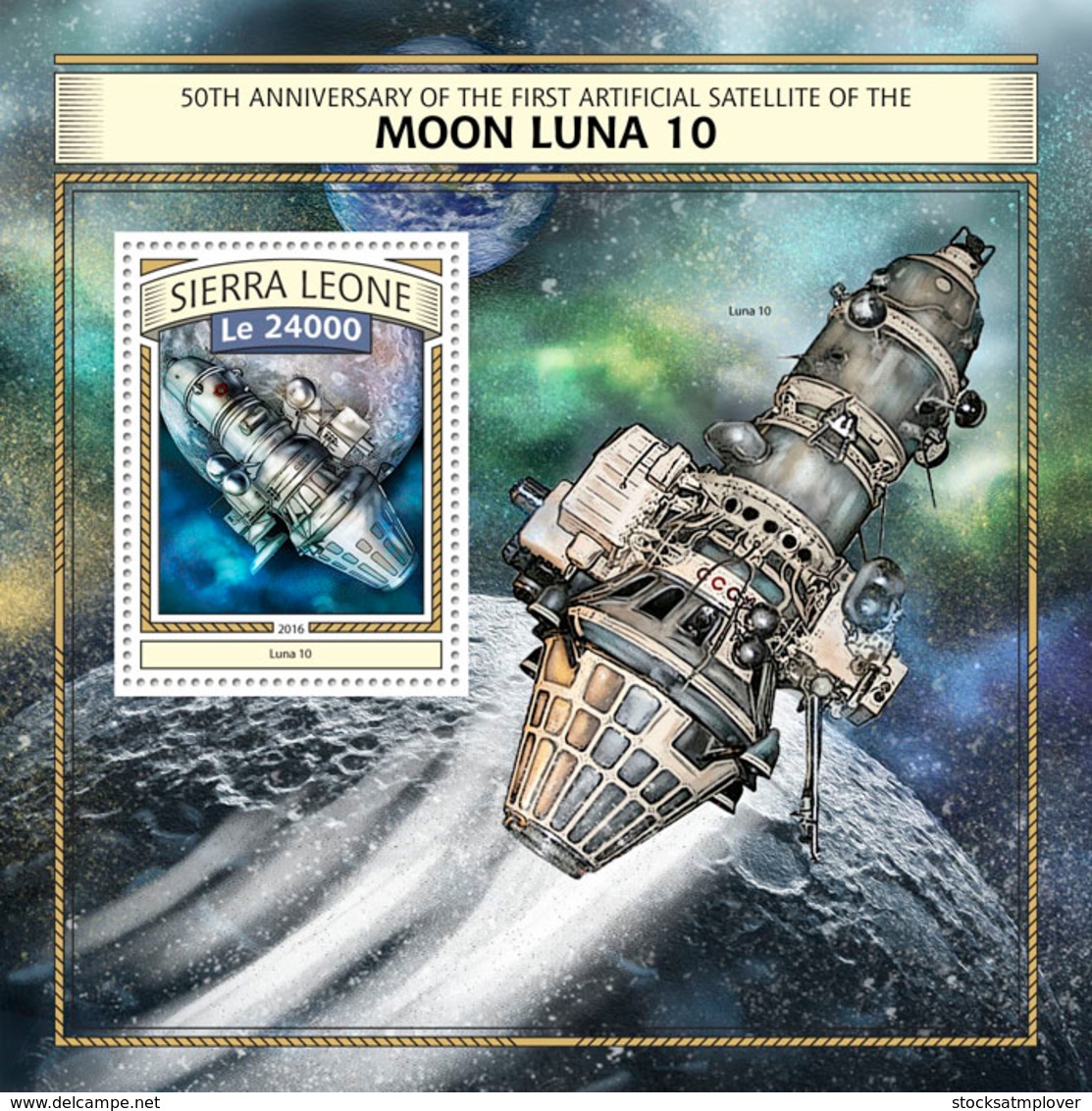 Sierra  Leone  2016  First Artificial Satellite Of The Moon Luna10,  Space - Sierra Leone (1961-...)