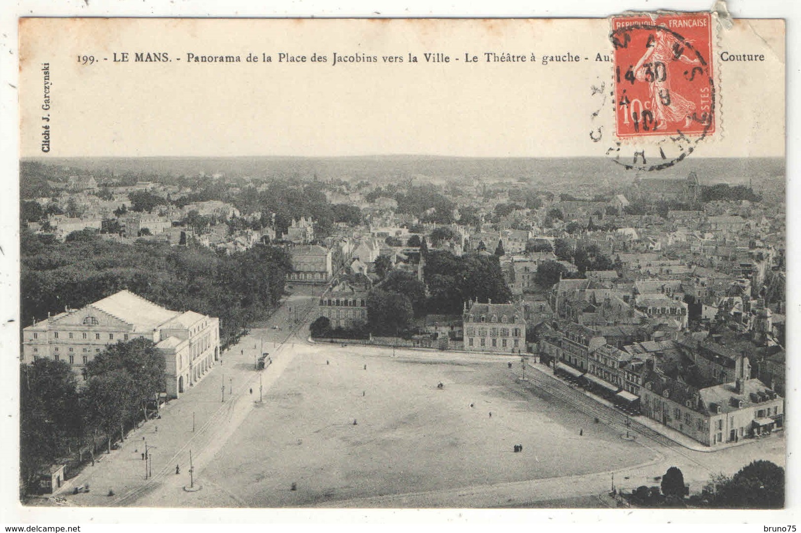 72 - LE MANS - Panorama De La Place Des Jacobins Vers La Ville - Le Théâtre à Gauche - 1910 - Le Mans