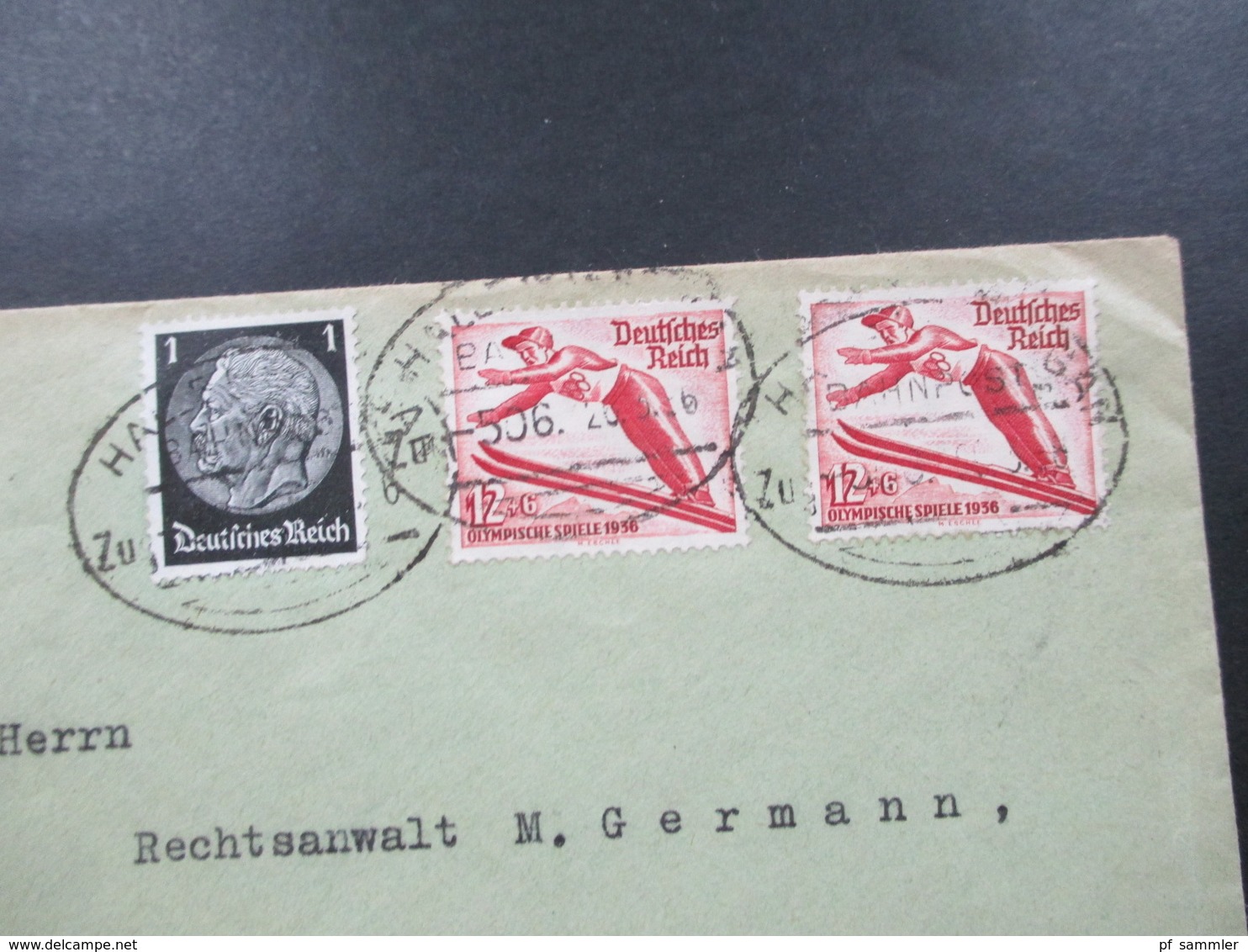 3. Reich 1936 Olympische Winterspiele Nr. 601 (2) MiF Bahnpoststempel Halle Zug 506 Nach Mailand Italien - Briefe U. Dokumente