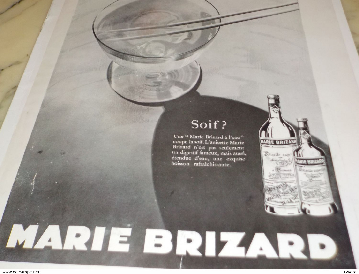 ANCIENNE PUBLICITE MARIE BRIZARD SOIF 1930 - Posters
