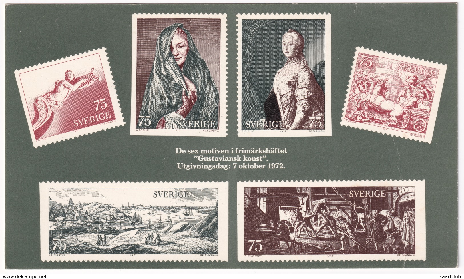 Frimärkshäftet 'Gustaviansk Konstt' 07-10-1972 Sverige/Sweden - Le Six Motifs Du Carnet 'L'art Suédois Du XVIIIe Siècle - Stamps (pictures)