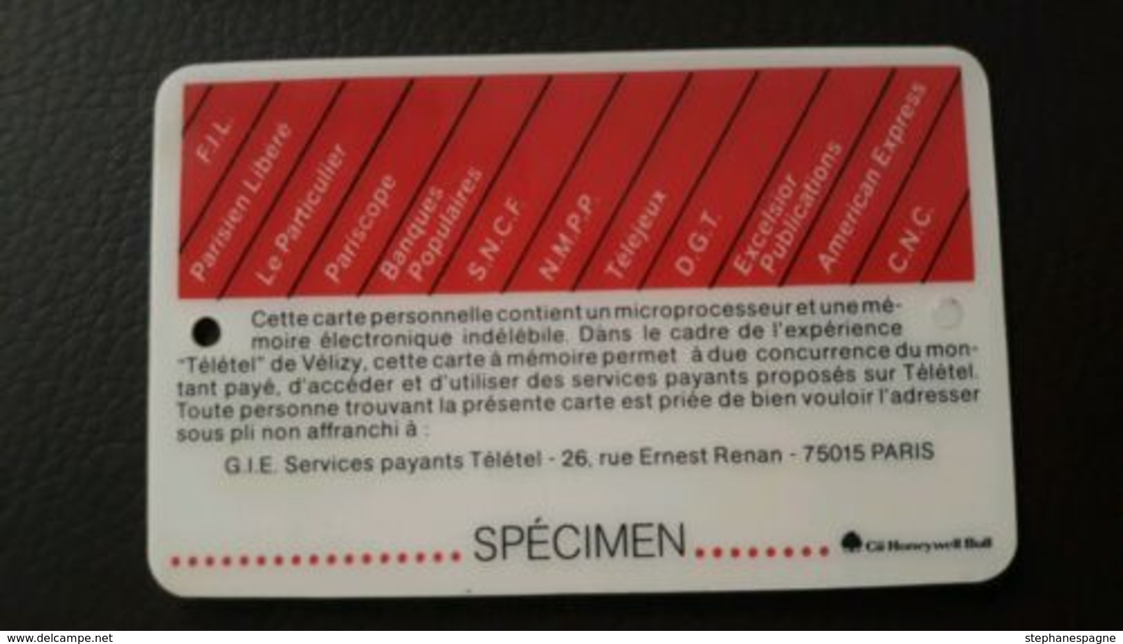 SPECIMEN - BULL 1 Chip Facimile - Telepaiement - Teletel - PTT Specimen - 1980 - 200 Unités - RR - Autres & Non Classés