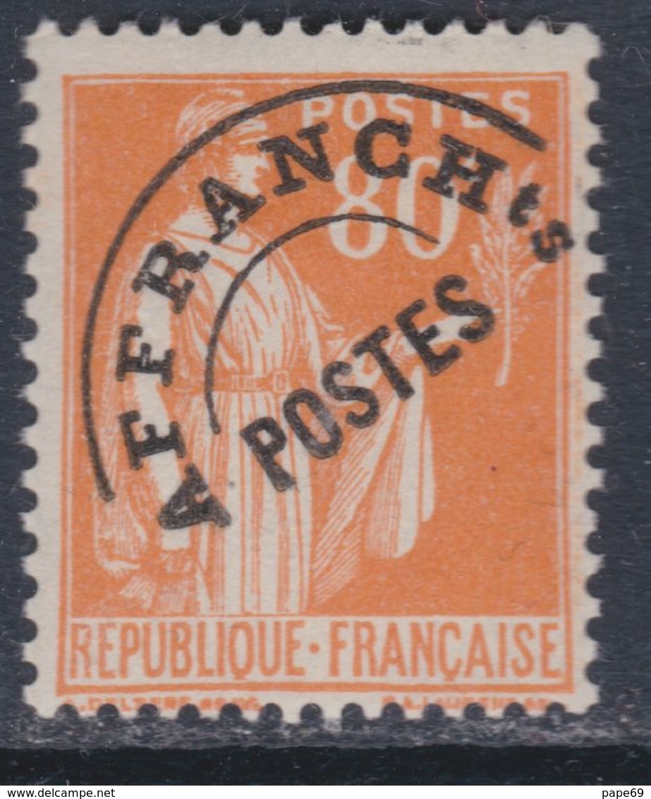 FRANCE  Préoblitéré N° 75 XX  80 C. Orange,  Sans Charnière, TB - 1893-1947