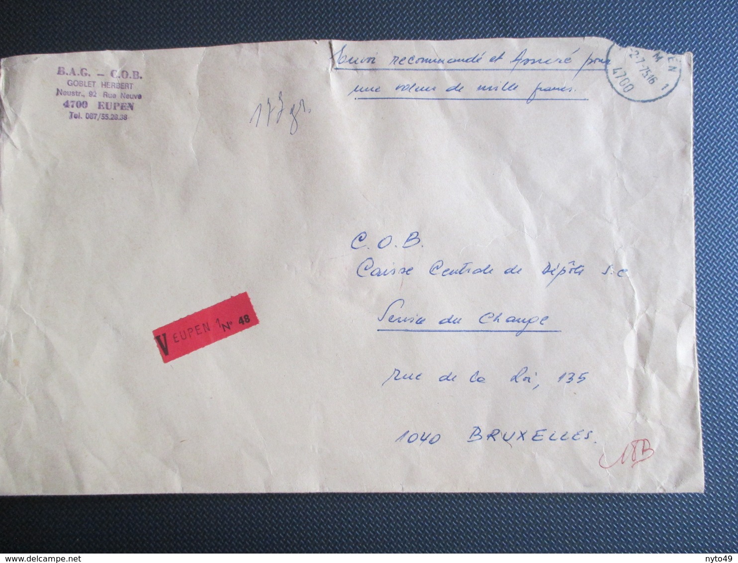 Elström - Verzekerde Zending Uit Eupen (COB) - Lettres & Documents