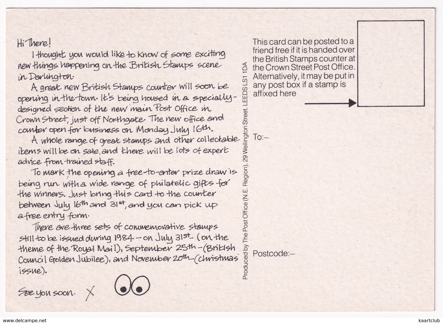 Come To Darlington's New Philatelic Counter - 1984 - Great-Britain - Postzegels (afbeeldingen)