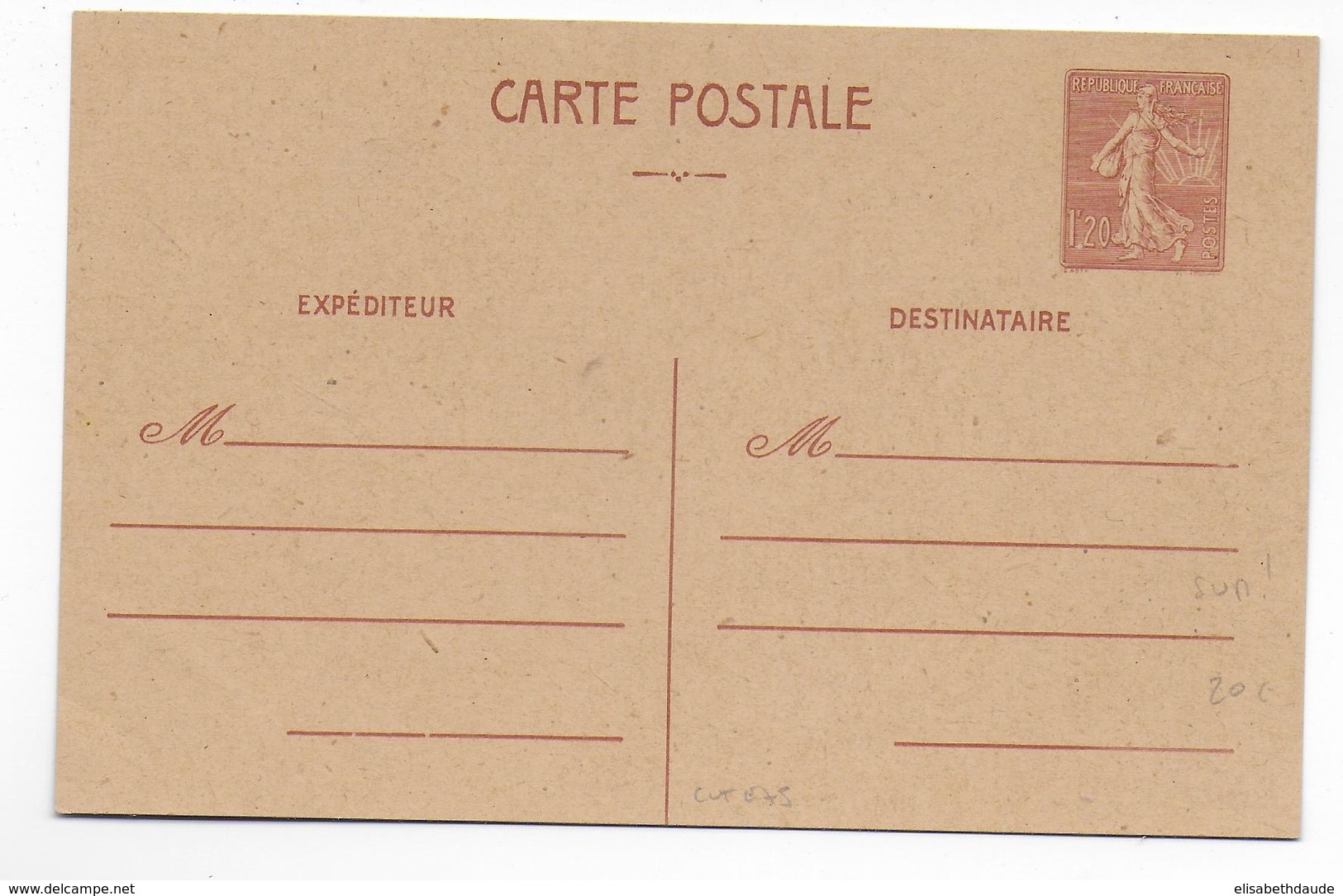 1944 - TYPE SEMEUSE - CARTE ENTIER NEUVE  - STORCH E1 - Cartes Postales Types Et TSC (avant 1995)