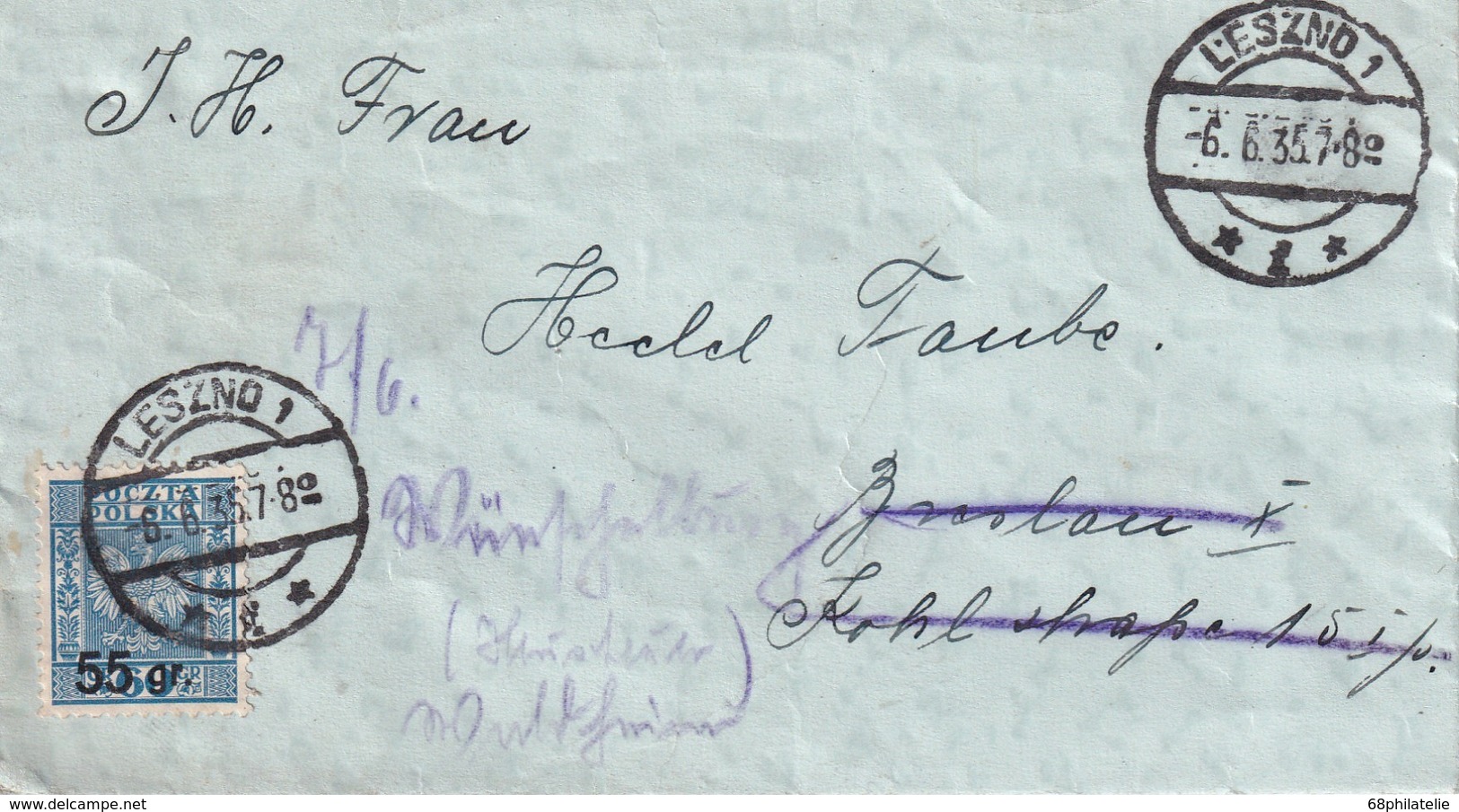 POLOGNE 1935 LETTRE DE LEZNO - Covers & Documents