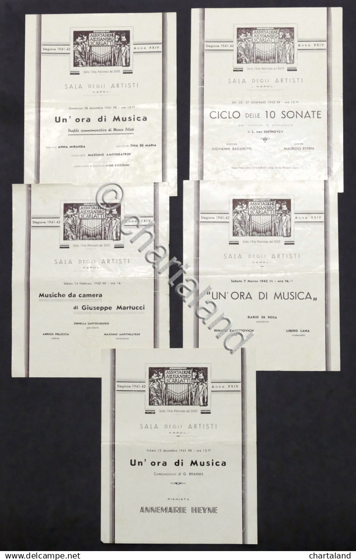 Musica Teatro - Sala Degli Artisti Napoli - Lotto 5 Programmi Stagione 1941 - 42 - Pubblicitari