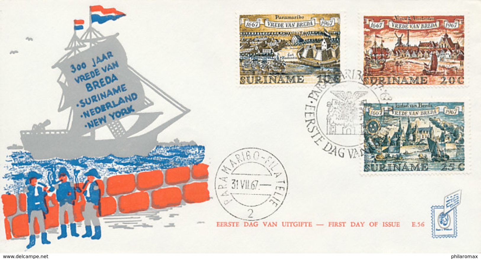 DC-1850 SURINAME - FDC E 56 VREDE VAN BREDA - UITGAVE RAM - Suriname ... - 1975