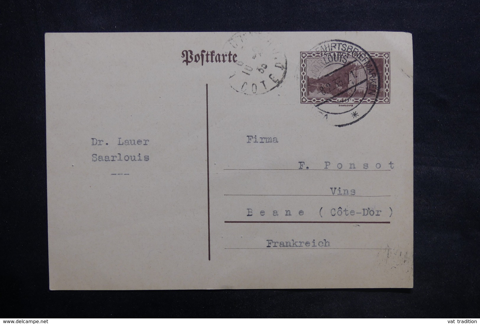 SARRE - Entier Postal De Saarlouis Pour La France En 1933 - L 35019 - Postal Stationery