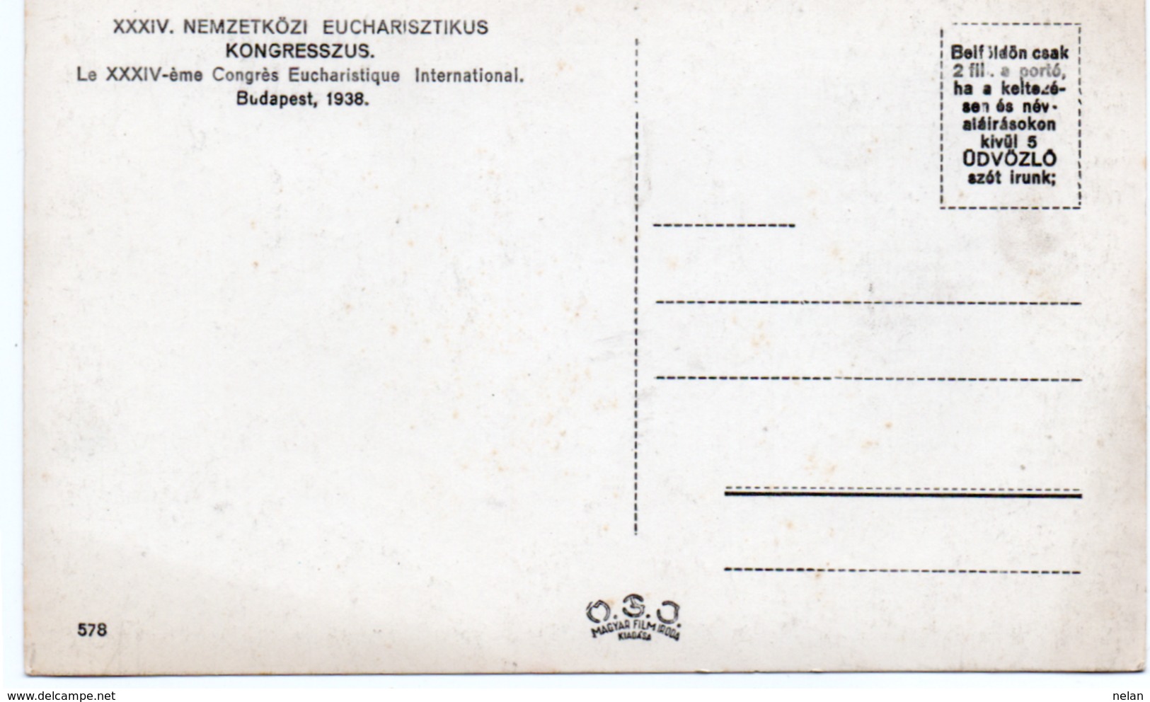 BUDAPEST-NEMZETKOZI EUCHARISZTIKUS KONGRESSZUS-1938-NON VIAGGIATA - Ungheria