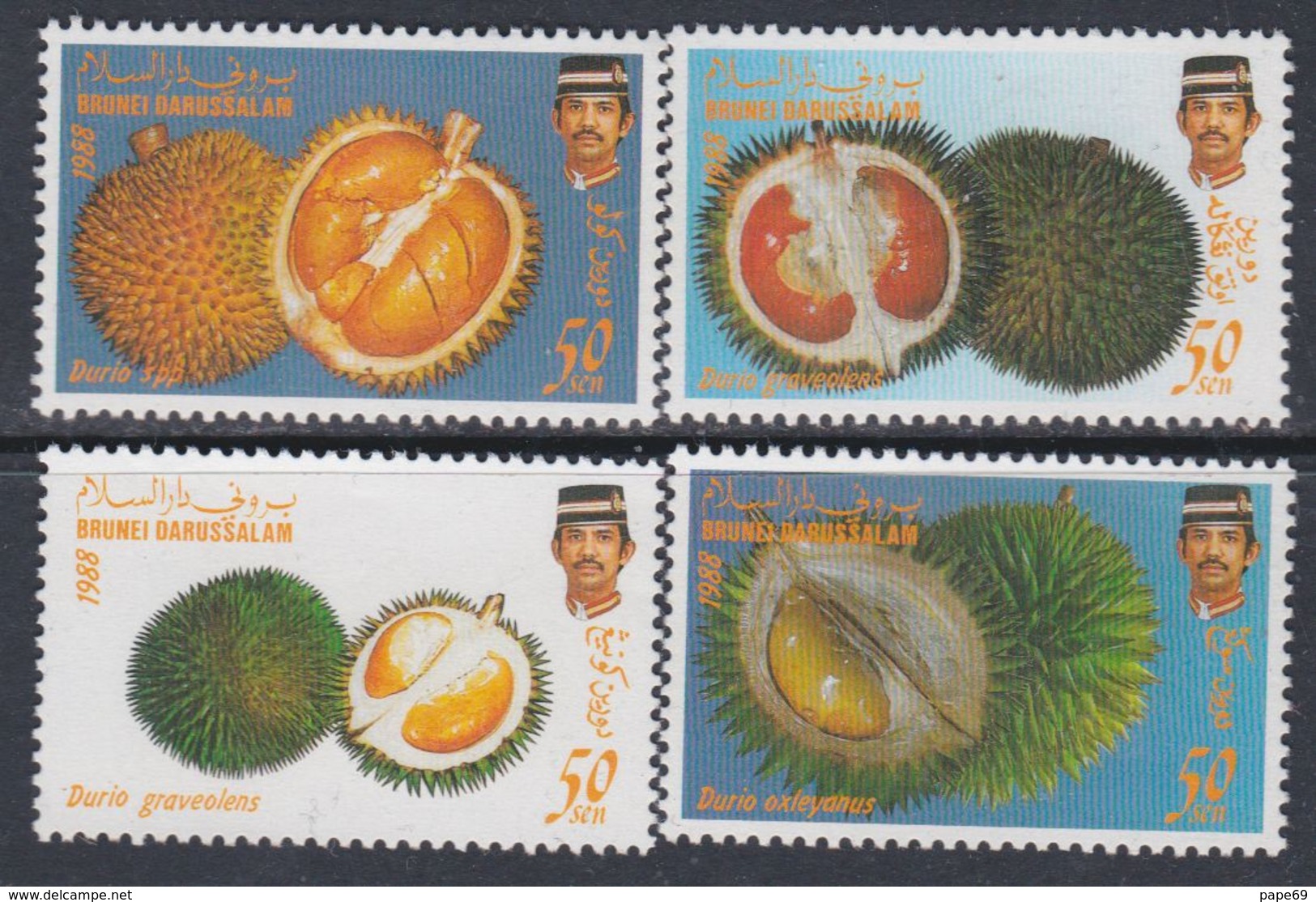 Brunei  N° 385 / 85  XX Fruits Indigènes, Les 4 Valeurs Détachées, Sans Charnière, TB - Brunei (1984-...)