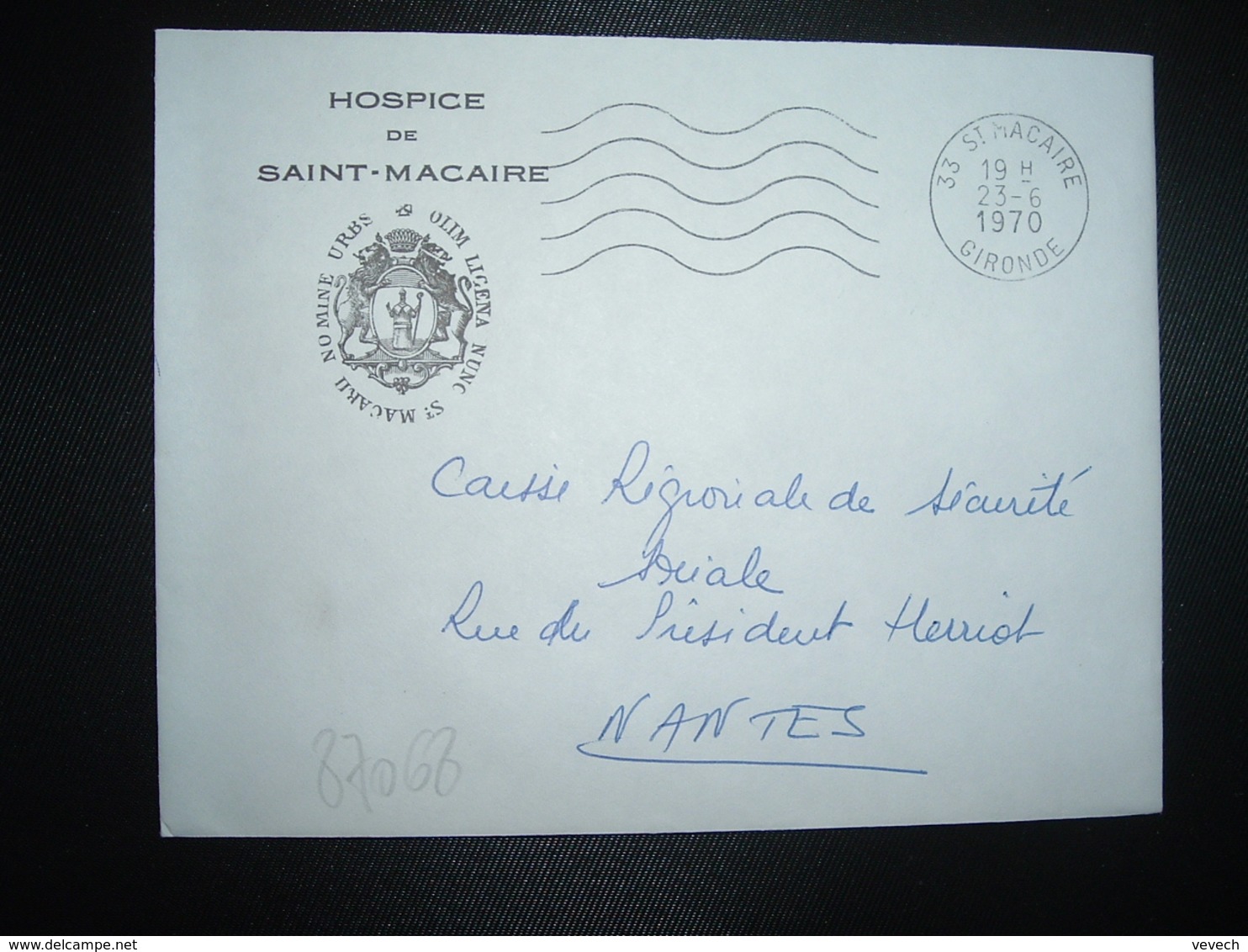 LETTRE HOSPICE DE SAINT MACAIRE OBL.MEC.23-6 1970 33 ST MACAIRE GIRONDE - 1961-....