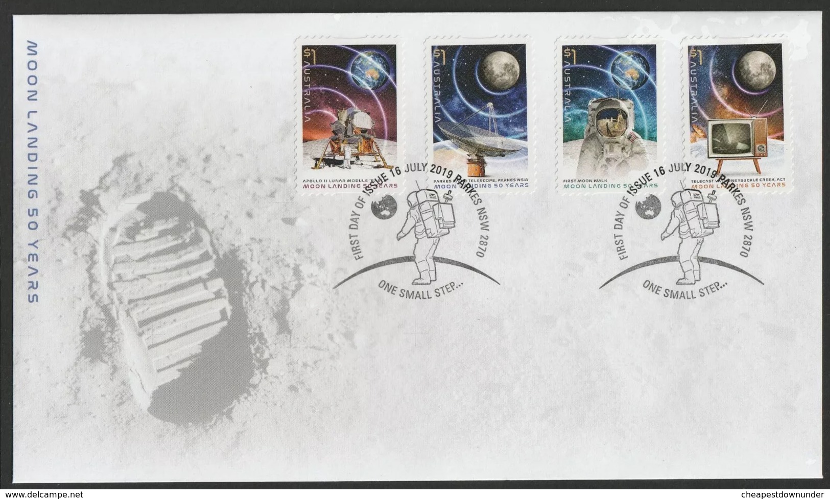 Australia 2019 Peel & Stick First Day Cover FDC - Moon Landing 50 Years - Primo Giorno D'emissione (FDC)