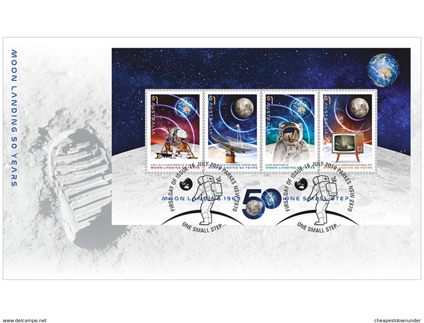 Australia 2019 Minisheet First Day Cover FDC - Moon Landing 50 Years - Premiers Jours (FDC)