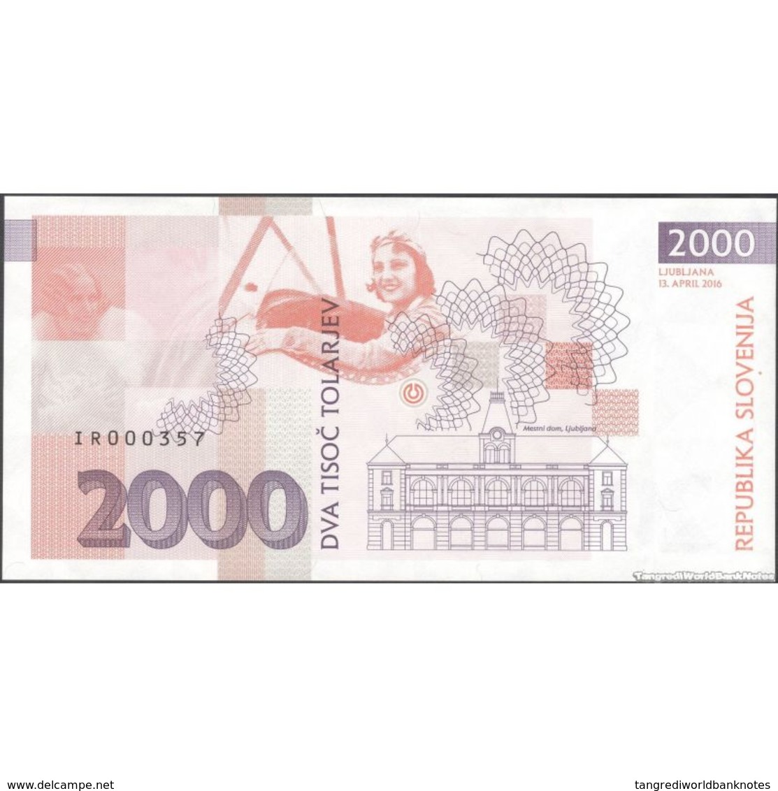 TWN - SLOVENIA (private Issue) - 2000 2.000 Tolarjev 2016 Low Serial 000XXX - Ita Rina UNC - Other & Unclassified