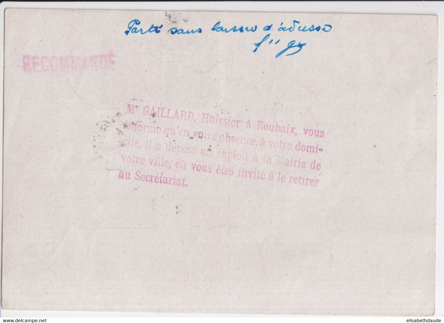 1945 - TYPE IRIS + MERCURE - CARTE ENTIER RECOMMANDEE !! De ROUBAIX (NORD) - 1939-44 Iris