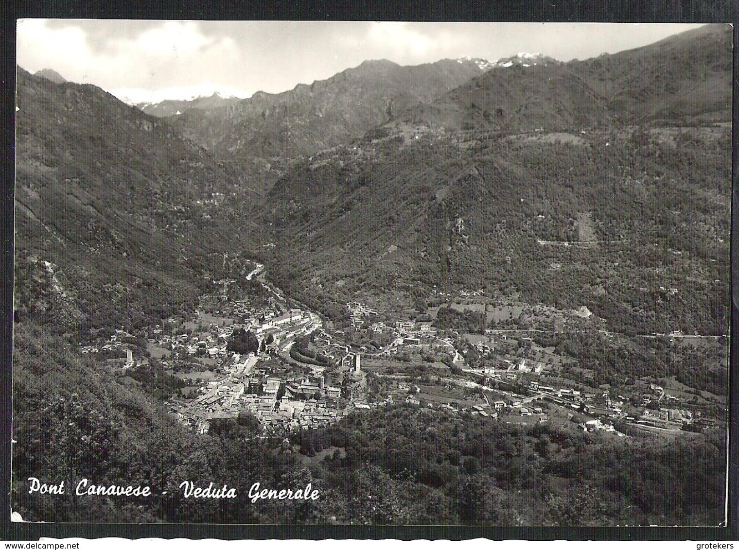 PONT CANAVESE Postcard  Veduta Generale With 6 Stamps Sent 1959 To Germany - 1946-60: Marcophilia