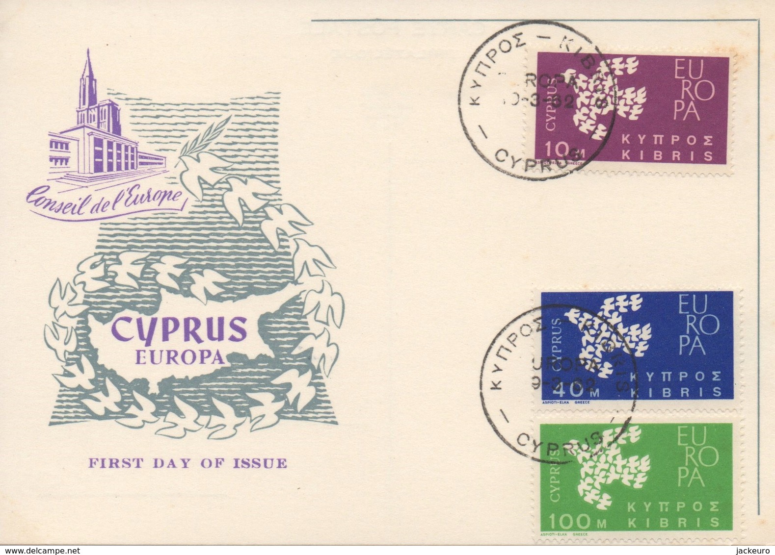 CM23  Chypre - Carte Maximum Avec Timbres Europa 1961   TTB - 1961