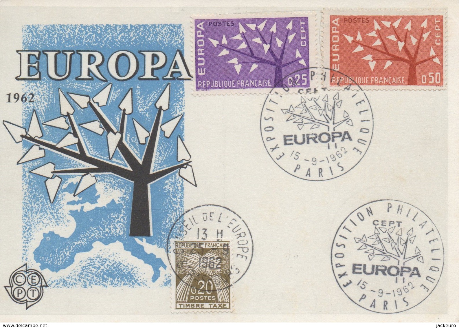 CM36  France - Carte Maximum Avec Timbres Europa 1962 En Liaison Avec Le Conseil De L'Europe  TTB - Idées Européennes