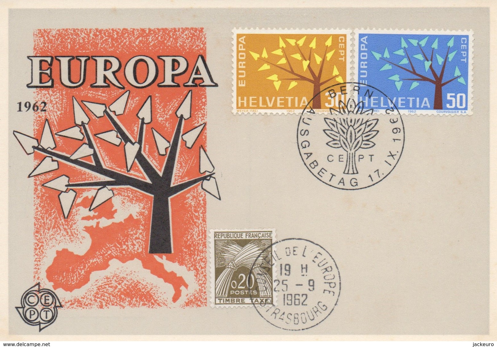 CM44  Suisse - Carte Maximum Avec Timbres Europa 1962 En Liaison Avec Le Conseil De L'Europe  TTB - Idées Européennes