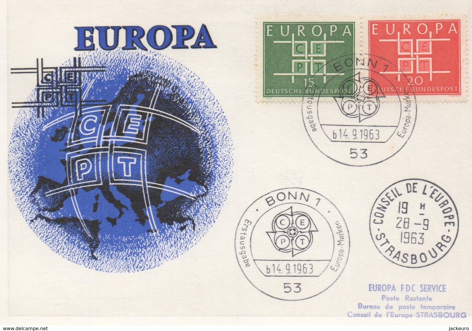 CM45  Allemagne - Carte Maximum Avec Timbres Europa 1963 En Liaison Avec Le Conseil De L'Europe  TTB - Idées Européennes