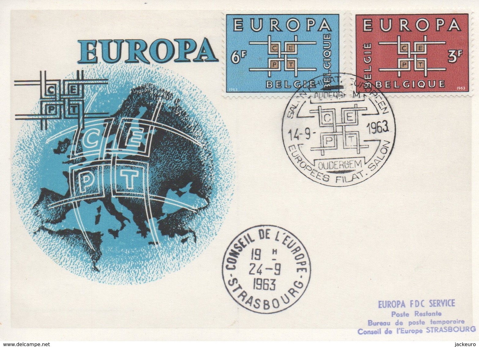 CM46  Belgique - Carte Maximum Avec Timbres Europa 1963 En Liaison Avec Le Conseil De L'Europe  TTB - Idées Européennes