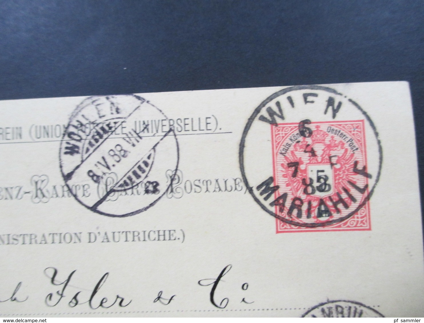 Österreich 1888 GA Weltpost Verein P 51 Stempel K1 Wien Mariahilf - In Die Schweiz. Bahnpost / Ambulant Stempel Aarau - Briefe U. Dokumente