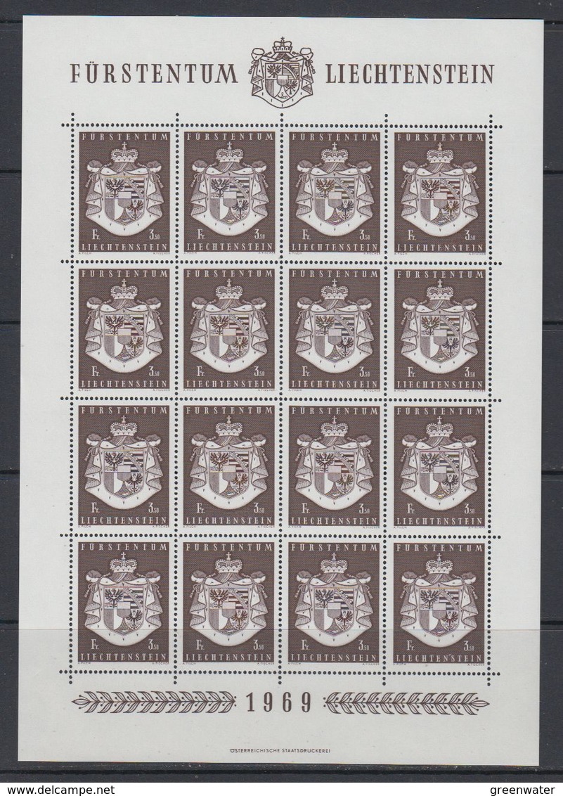 Liechtenstein 1969 Staatswappen 1v Sheetlet ** Mnh (F7900) - Ongebruikt