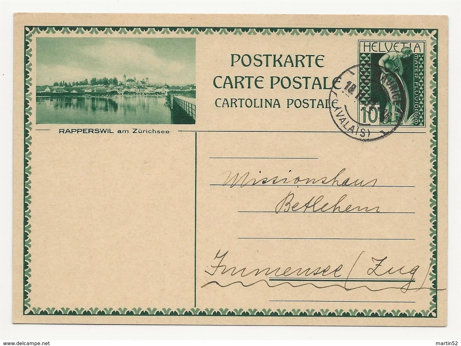 Schweiz Suisse 1931: Bild-PK / CPI "RAPPERSWIL Am Zürichsee"  Mit O ST.MAURICE 18.II.31 (VALAIS) Nach Immensee - Enteros Postales