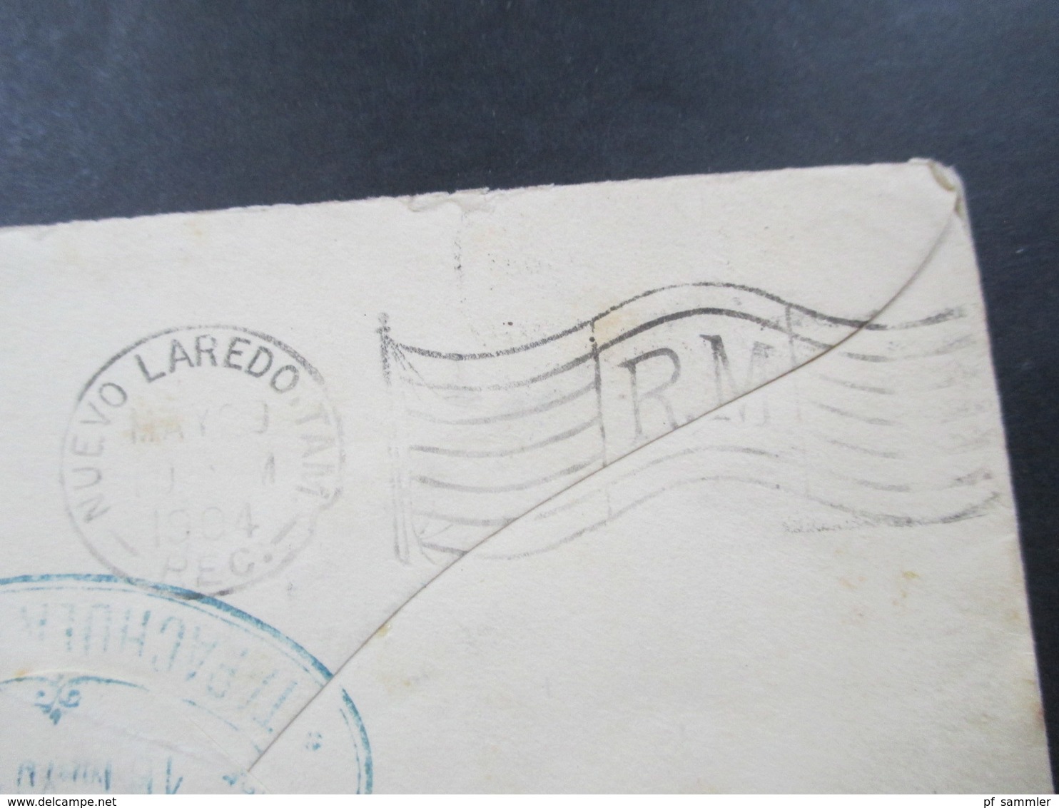 Mexiko 1904 GA Umschlag Mit Zusatzfrankatur Por Vapor Herrerias Schiffspost Nach Hamburg Rückseitig 4 Stempel - Messico