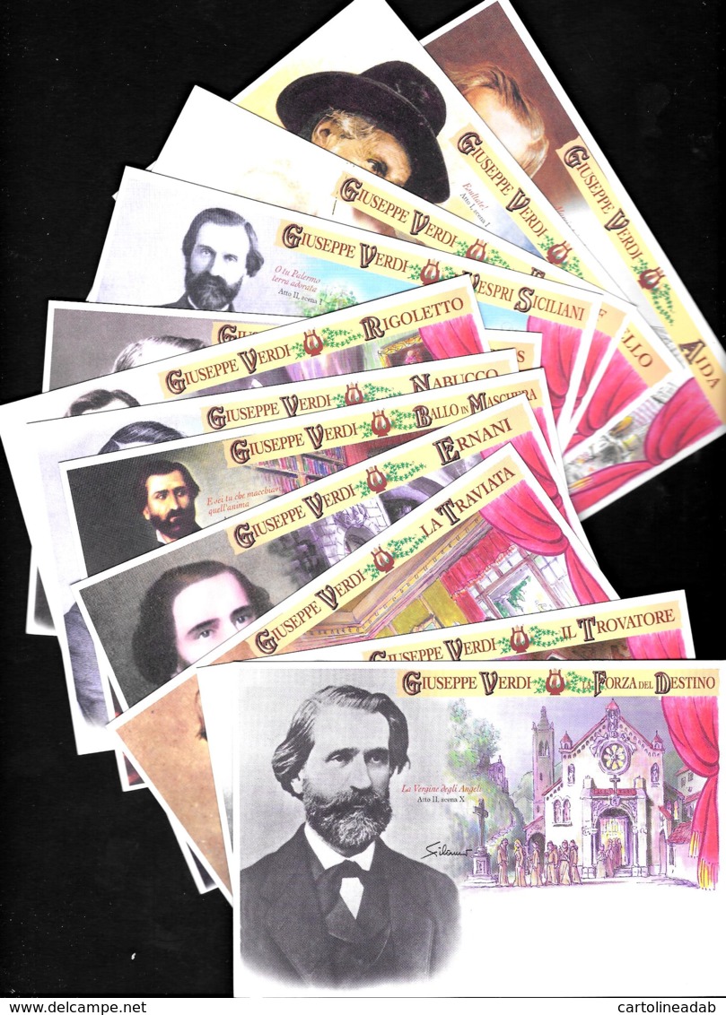 [MD3675] CPM - SERIE DI 12 CARTOLINE - GIUSEPPE VERDI - LA FORZA DEL DESTINO - CELEBRAZIONI VERDIANE - Non Viaggiata - Cantanti E Musicisti