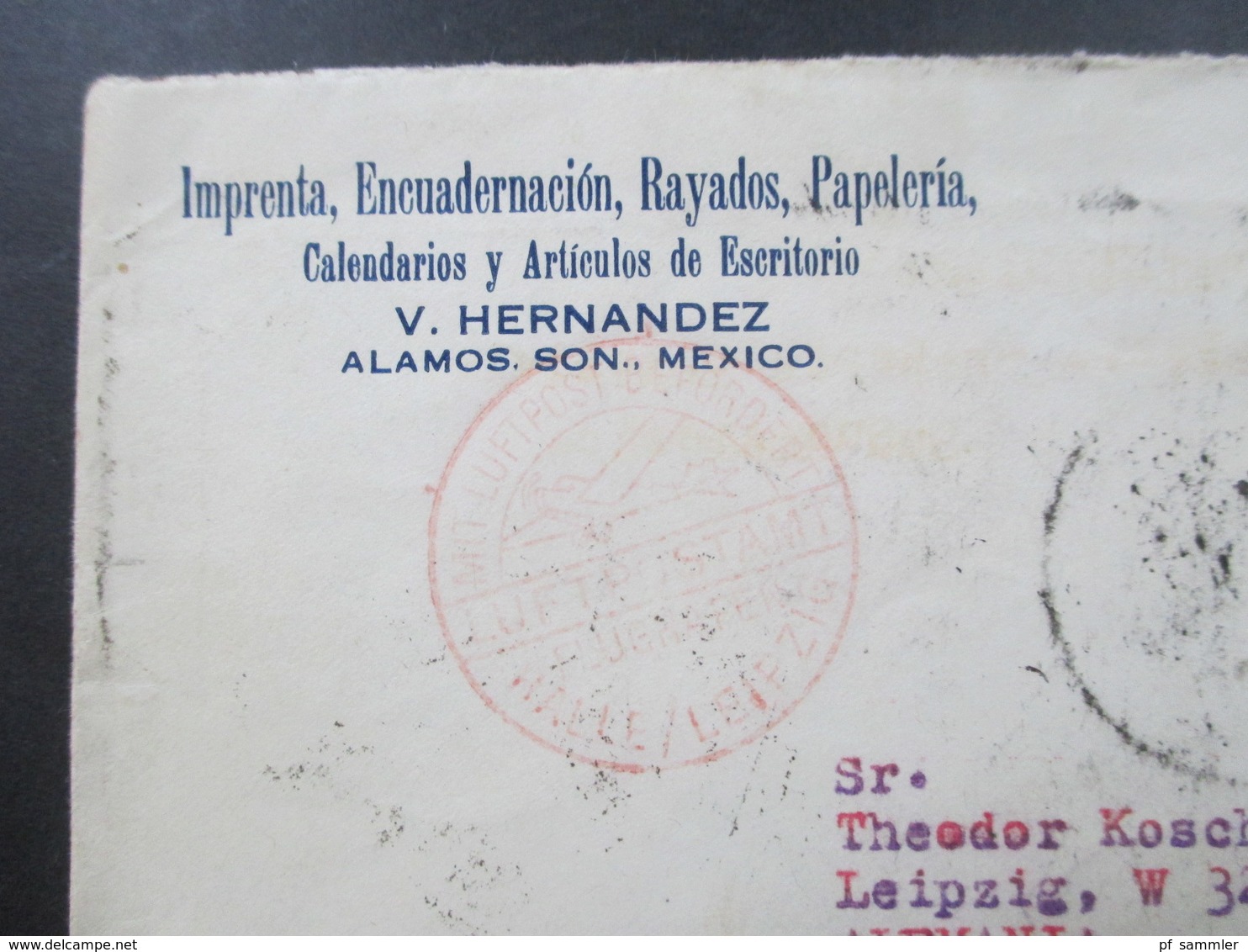 Mexiko April 1933 Flugpost Nr. 597 MeF Luftpost Nach Leipzig Mit Luftpost Befördert. Rückseitig 8 Stempel!! - México