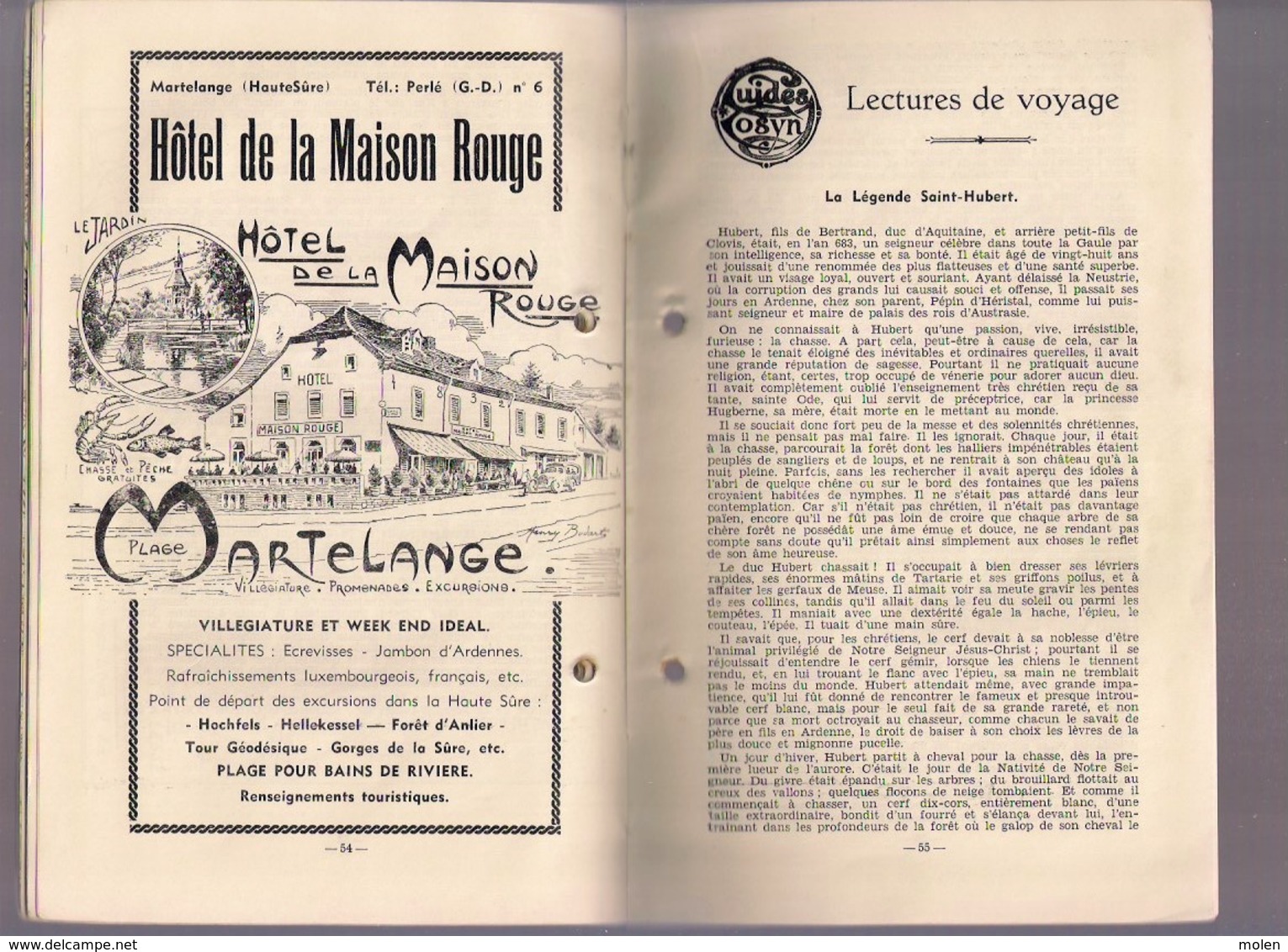 GUIDE DES ARDENNES BELGES HAUTE ARDENNE SAINT-HUBERT BASTOGNE LIBRAMONT CHAMPLON LAVACHERIE POIX 104pp ca©1932 Z100