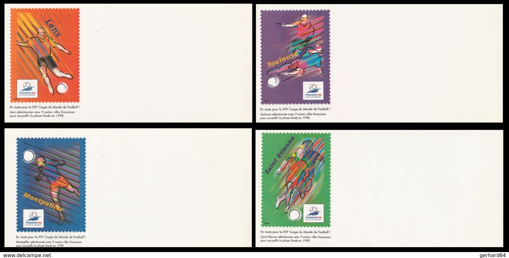 FRANCE 1998 (Coupe Du Monde De Football) 4 Enveloppes + 4 Cartes (spécimen) (Lot COM 10) - Prêts-à-poster: Other (1995-...)