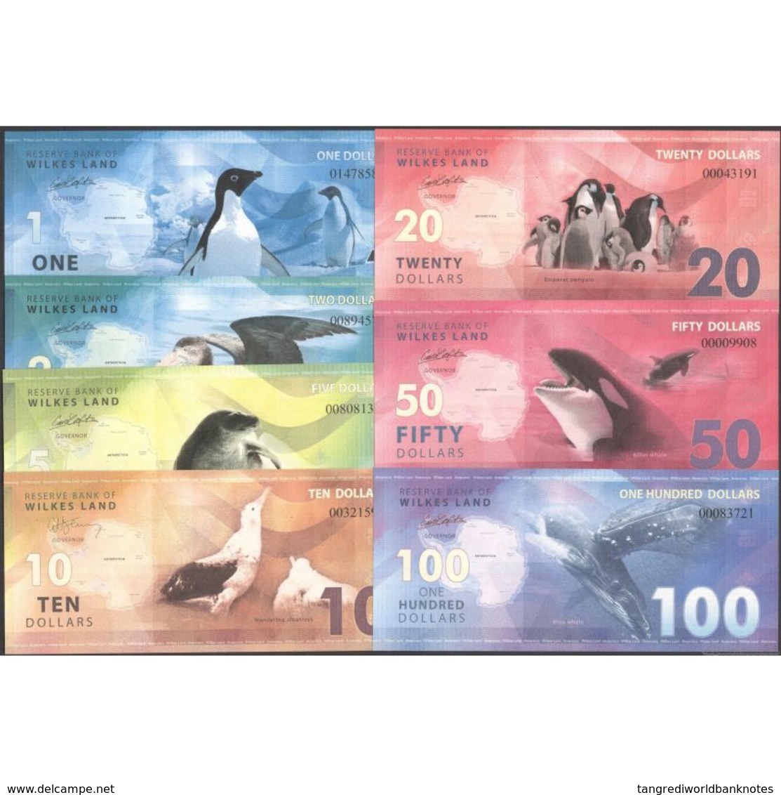 TWN - WILKES LAND (private Issue) - 1-100 Dollars 2014 (2015) Second Issue 2015 - Set Of 7 UNC - Altri & Non Classificati