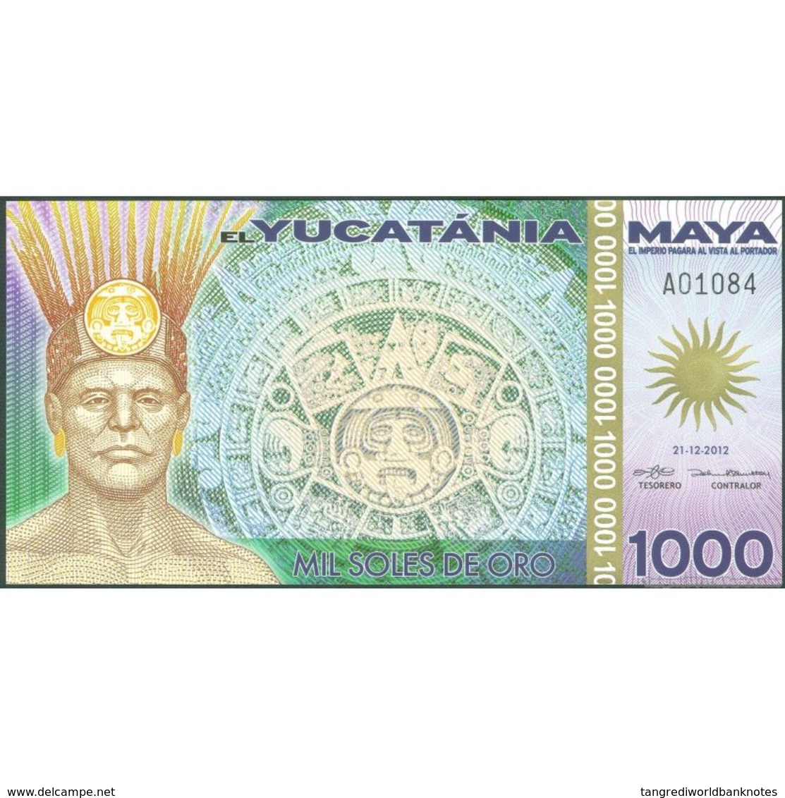 TWN - YUCATANIA (private Issue) - 1000 1.000 Soles De Oro 21.12.2012 Polymer UNC - Other & Unclassified