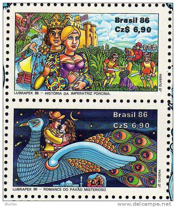 EXPOSICAO 1986 Brasilien Block 71 ** 4€ Illustration Kaiserin Porcina Romance Des Pfau M/s Art Bloc Sheet Bf BRAZIL - Hojas Bloque