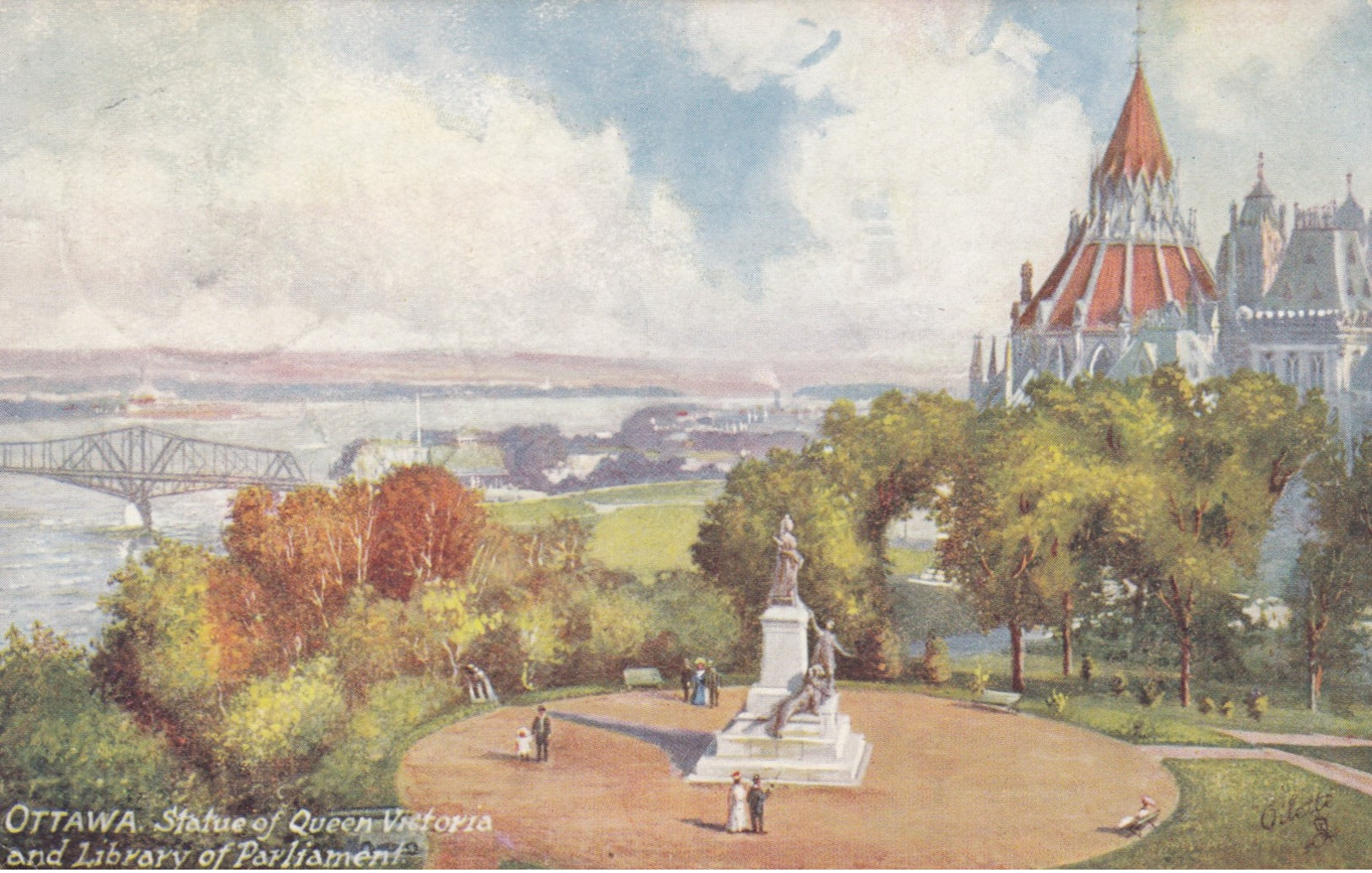 OTTAWA , Ontario , Canada , 1908 : TUCK 2578 ; Statue Of Queen Victoria & Library Of Parliament - Ottawa